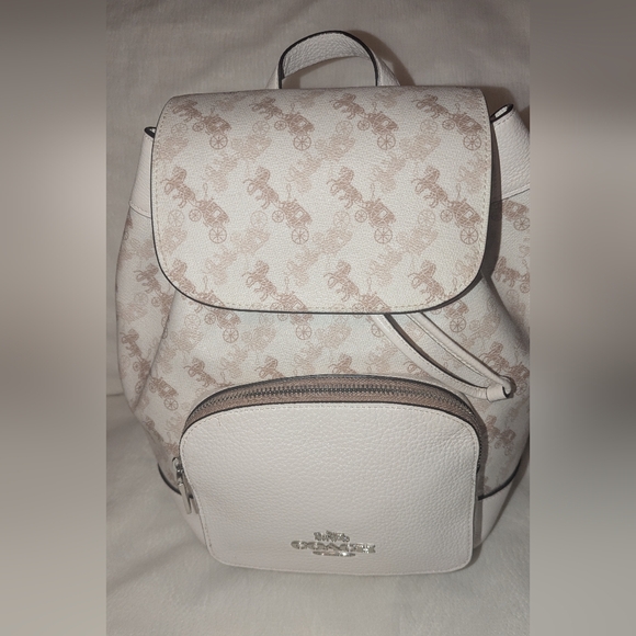 Coach Jes Backpack With Horse And Carriage Print Cream EUC - Picture 1 of 12
